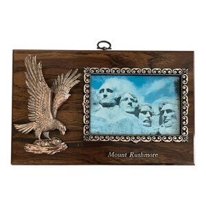 Vintage Mount Rushmore Wall Plaque Eagle Metal Relief Made in Canada 11x7